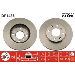 Brake Disc TRW DF1436 OE Ref 45251-SH3-A00