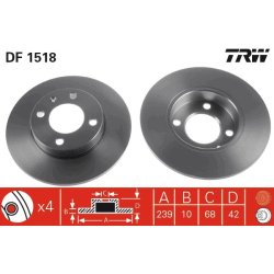 Brake Disc TRW DF1518 OE Ref 811 615 301