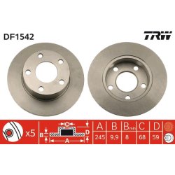 Disque de frein TRW DF1542 pour AUDI 100, 200, QUATTRO OE 437615601