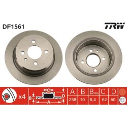 Disque de frein TRW DF1561 pour BMW Série 3, référence d'origine 34211122282