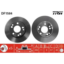 Disque de frein TRW DF1584 pour MERCEDES 190 OE 2014211212