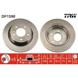 Disque de frein TRW DF1590 pour BMW Série 7, référence OE 34211163138