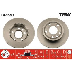 Brake Disc TRW DF1593 OE Ref 701 615 301