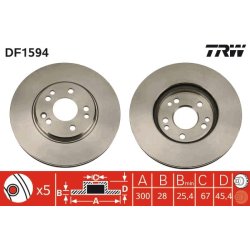 Brake Disc TRW DF1594 OE Ref 129 421 06 12