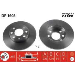 Disque de frein TRW DF1608 pour BEDFORD, CHEVROLET, DAEWOO, GM KOREA et plus encore... TRW