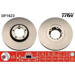 Brake Disc TRW DF1623 OE Ref 5025611