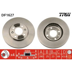 Disque de frein TRW DF1627 pour SAAB 9000 OE 8965980