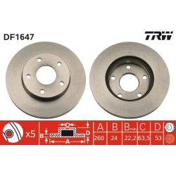 Disque de frein TRW DF1647 pour FORD SCORPIO OE 93GX-1125-BA