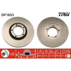 Disque de frein TRW DF1653 pour FORD TRANSIT OE 6135249
