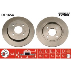 Brake Disc TRW DF1654 OE Ref 1073756
