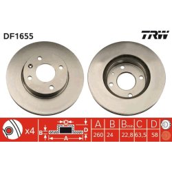 Brake Disc TRW DF1655 OE Ref 87BX-1125-EA