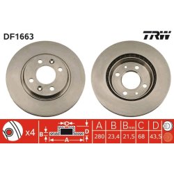 Brake Disc TRW DF1663 OE Ref 8966962