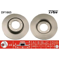 Brake Disc TRW DF1665 OE Ref 8922759