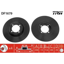 Disque de frein TRW DF1679 pour VOLVO 340-360 OE 32106742