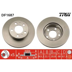 Disque de frein TRW DF1687 pour VOLVO 240, 260 OE 2707396