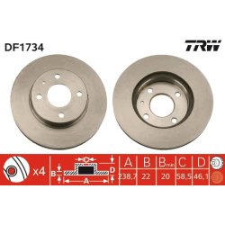 Brake Disc TRW DF1734 OE Ref 00605 14881