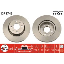 Brake Disc TRW DF1743 OE Ref 60812685