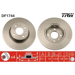 Brake Disc TRW DF1744 OE Ref 82434169
