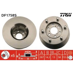 Brake Disc TRW DF1758S OE Ref 1904528