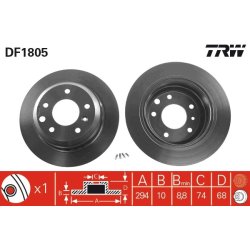 Brake Disc TRW DF1805 OE Ref JLM1830