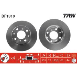 Brake Disc TRW DF1810 OE Ref 45251-SB2-020