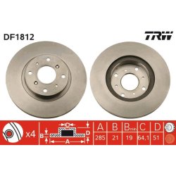 Brake Disc TRW DF1812 OE Ref CLP7893