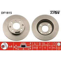 Brake Disc TRW DF1815 OE Ref 45251-SB2-750