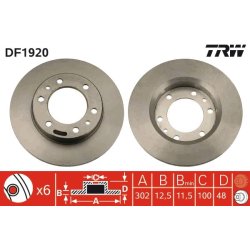 Brake Disc TRW DF1920 OE Ref 43512-35070