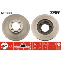 Brake Disc TRW DF1924 OE Ref 43512-28050