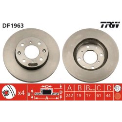 Brake Disc TRW DF1963 OE Ref 45251SB2782HS