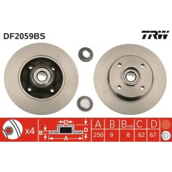 Brake Disc TRW DF2059BS OE Ref E 169 512