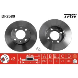 Brake Disc TRW DF2580 OE Ref 4246 A1