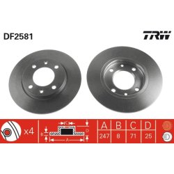 Disque de frein TRW DF2581 pour CITROËN, PEUGEOT OE 169115 TRW
