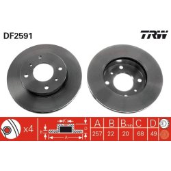 Brake Disc TRW DF2591 OE Ref 40206-71E00