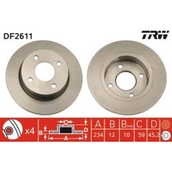 Brake Disc TRW DF2611 OE Ref 40206-5F001