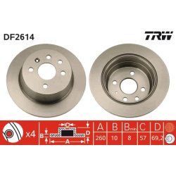 Brake Disc TRW DF2614 OE Ref 90345699