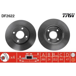 Brake Disc TRW DF2622 OE Ref 93BX-1125-AC