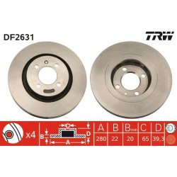 Disque de frein TRW DF2631 pour SEAT, VW OE 535615301