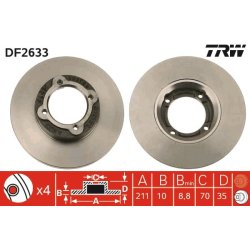 Brake Disc TRW DF2633 OE Ref 43512-87221-000