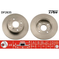 Brake Disc TRW DF2635 OE Ref 43512-87717-000