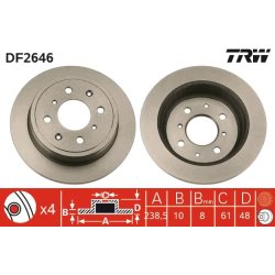 Brake Disc TRW DF2646 OE Ref 42510-SK3-305