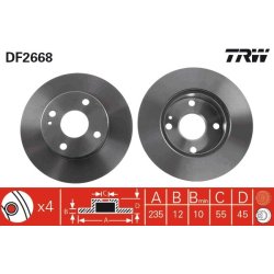 Brake Disc TRW DF2668 OE Ref DB0Y-33-251A