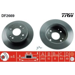 Brake Disc TRW DF2669 OE Ref 42510-SN7-000