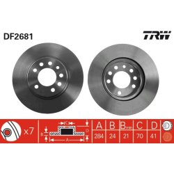 Disque de frein TRW DF2681 pour VAUXHALL, SAAB OE 90374545