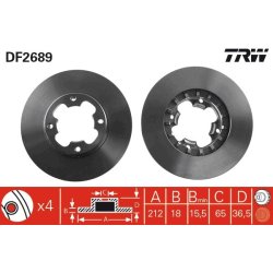 Disque de frein TRW DF2689 pour SUBARU JUSTY, LIBERO OE 725431150