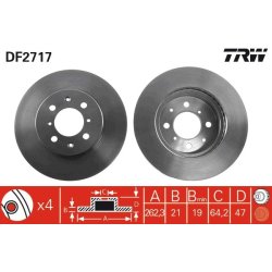 Brake Disc TRW DF2717 OE Ref 45251-SK3-E00