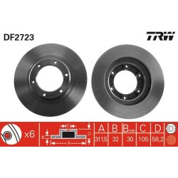 Brake Disc TRW DF2723 OE Ref 43512-60090