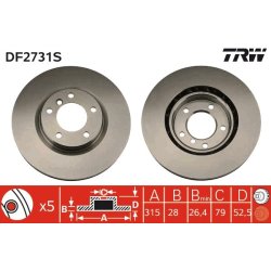 Brake Disc TRW DF2731S OE Ref 2 227 737