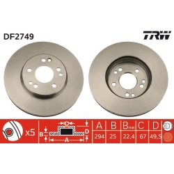 Brake Disc TRW DF2749 OE Ref 124 421 24 12