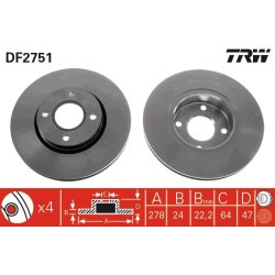 Brake Disc TRW DF2751 OE Ref 5026785
